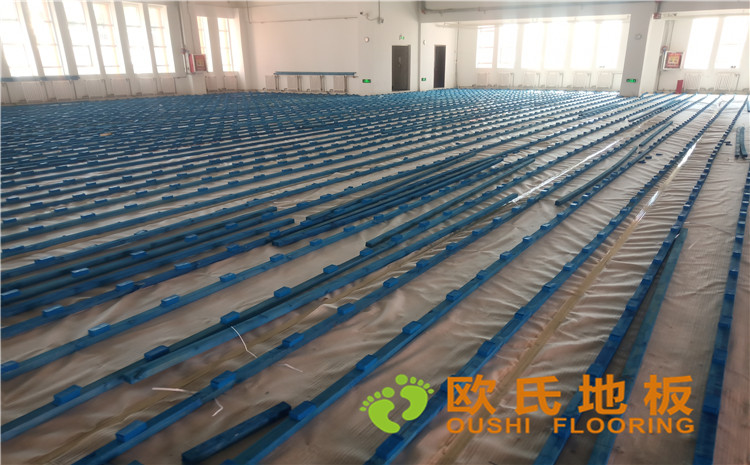 烏魯木齊烏蘇市南區(qū)中學體育館運動木地板案例-歐氏運動木地板