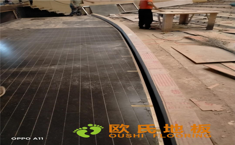 河北廊坊益田同文學(xué)校舞臺木地板-歐氏運動木地板